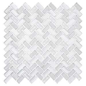 Velmo Rectangle 11.93 in. x 12.06 in. Matte Manta Gray Glass Mosaic Tile Sample