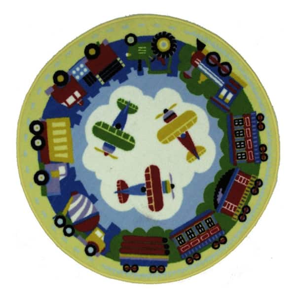 LA Rug Olive Kids Round TPT Multi 3 ft. 3 in. x 3 ft. 3 in. Round Area Rug