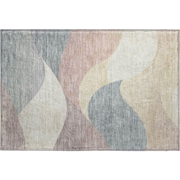 Mayfield Premium Machine Washable Abstract AMF2184 Beige 2 ft. x 3 ft. Accent Rug