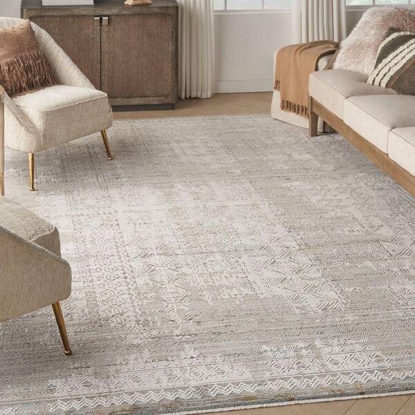 Lynx Ivory Multicolor 9 ft. x 11 ft. All-over design Transitional Area Rug