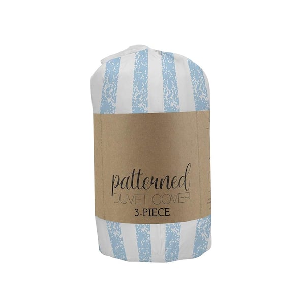 Puffed Rugged Stripes 3-Piece Microfiber Duvet Cover Set