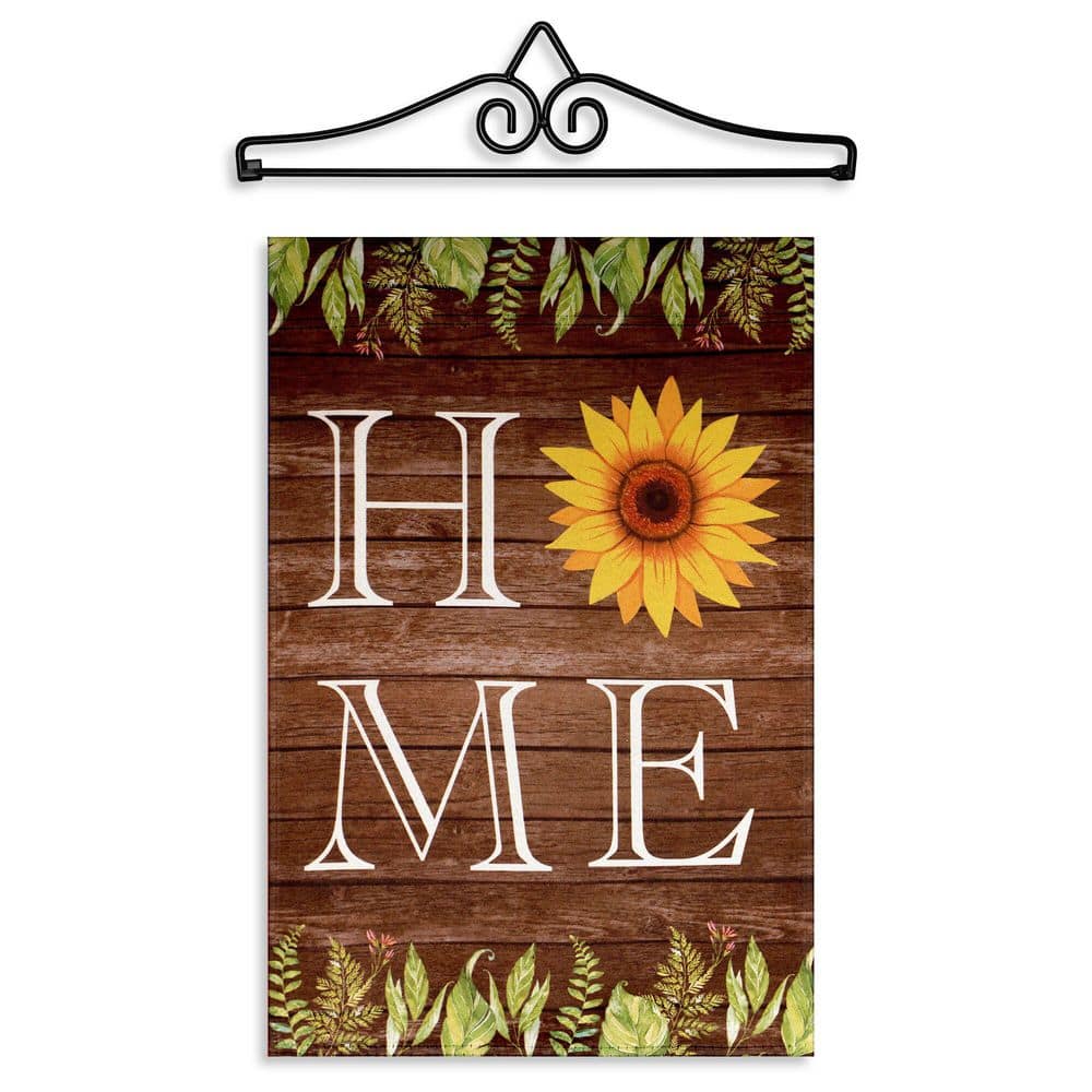 1 ft. x 1.5 ft. Polyester Home Sunflower on Rustic Wood 2-Sided Garden Flag with 1.2 ft. Black Iron Hanger price history on PriceWatchPro