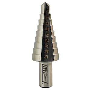 9-Hole Step Drill Bit, 1/4-3/4-in., 1/16-in. Increments, M2 High-Speed Steel