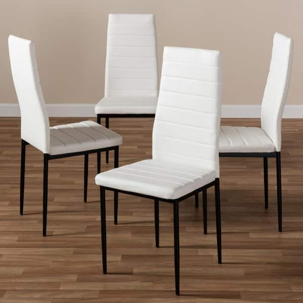 Baxton Studio Armand White Faux Leather Upholstered Dining Chair