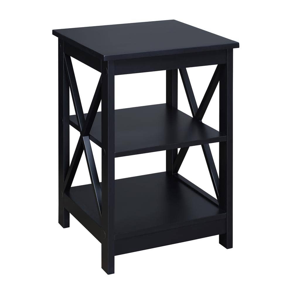 Oxford Black Wood End Table with Shelves