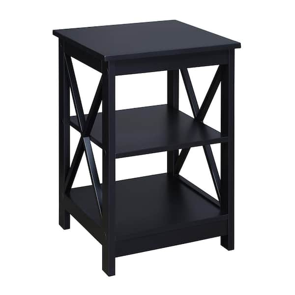 Convenience Concepts Oxford 15.75 in. Black Standard Square MDF End Table with Shelves