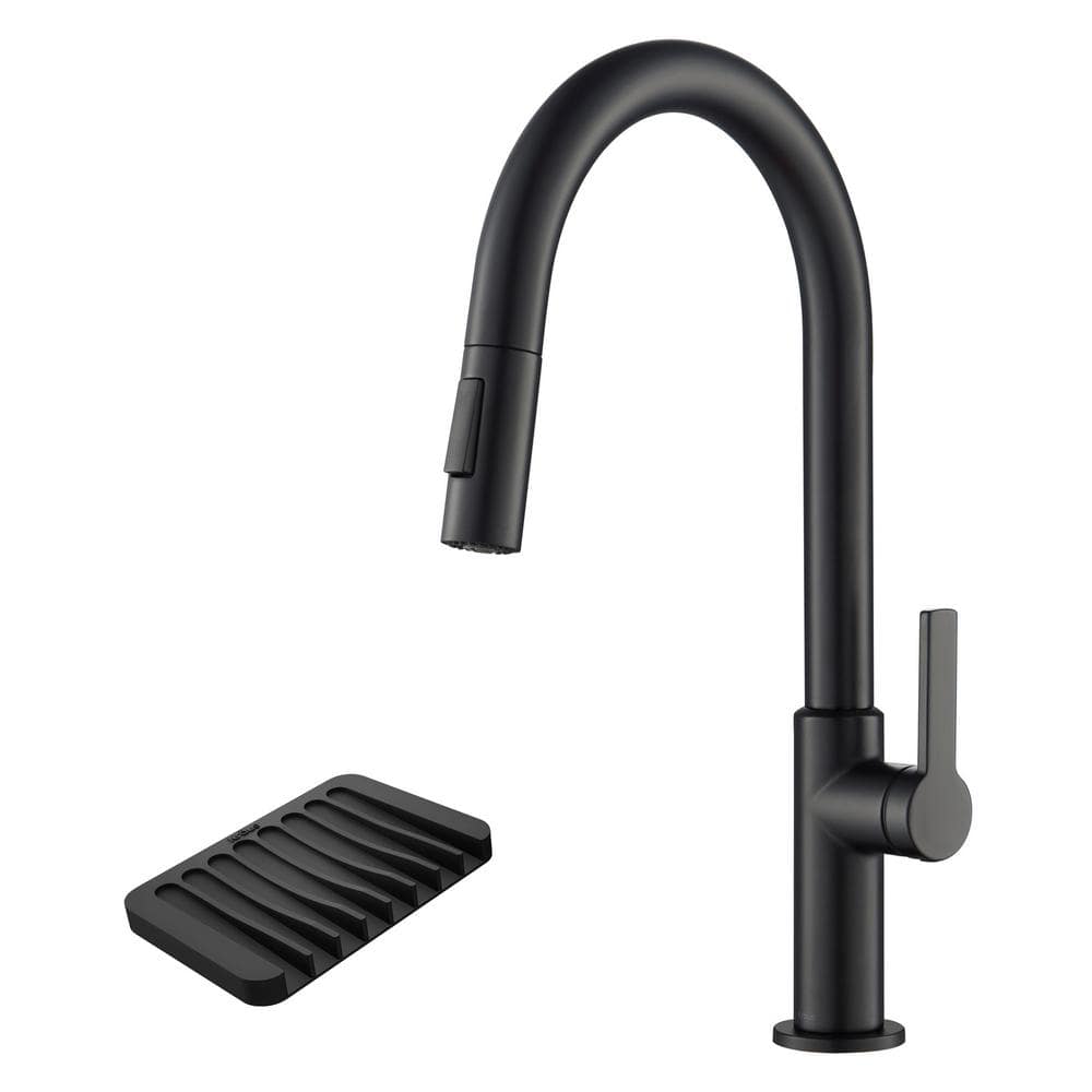 Oletto Single Handle Pull Down Sprayer Kitchen Faucet in Matte Black with Self-Draining Soap Dish/Sponge Holder price history on PriceWatchPro
