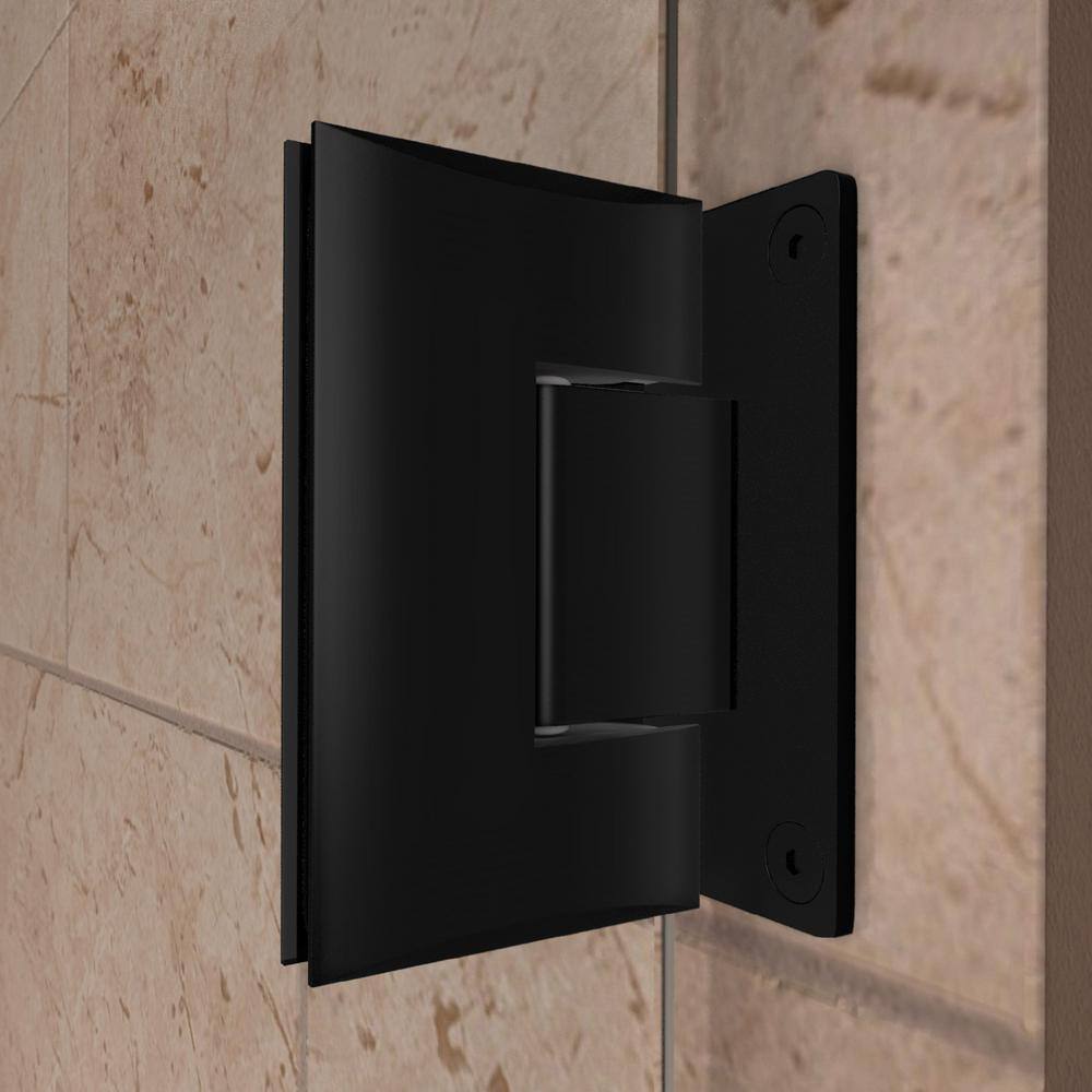 Matte Black Frameless Hinged Shower Door with Clear Glass