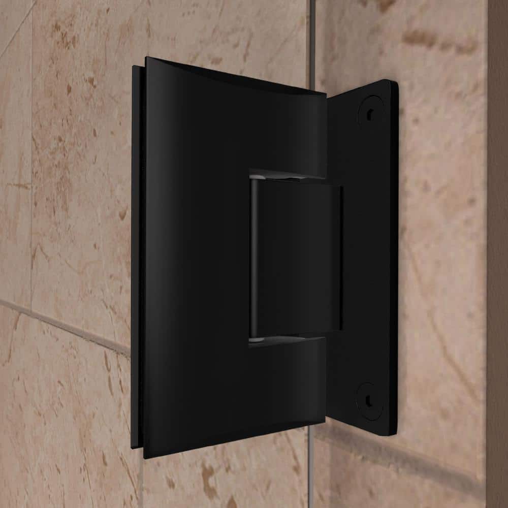 Unidoor Plus 61" Frameless Clear Glass Hinged Shower Door in Black