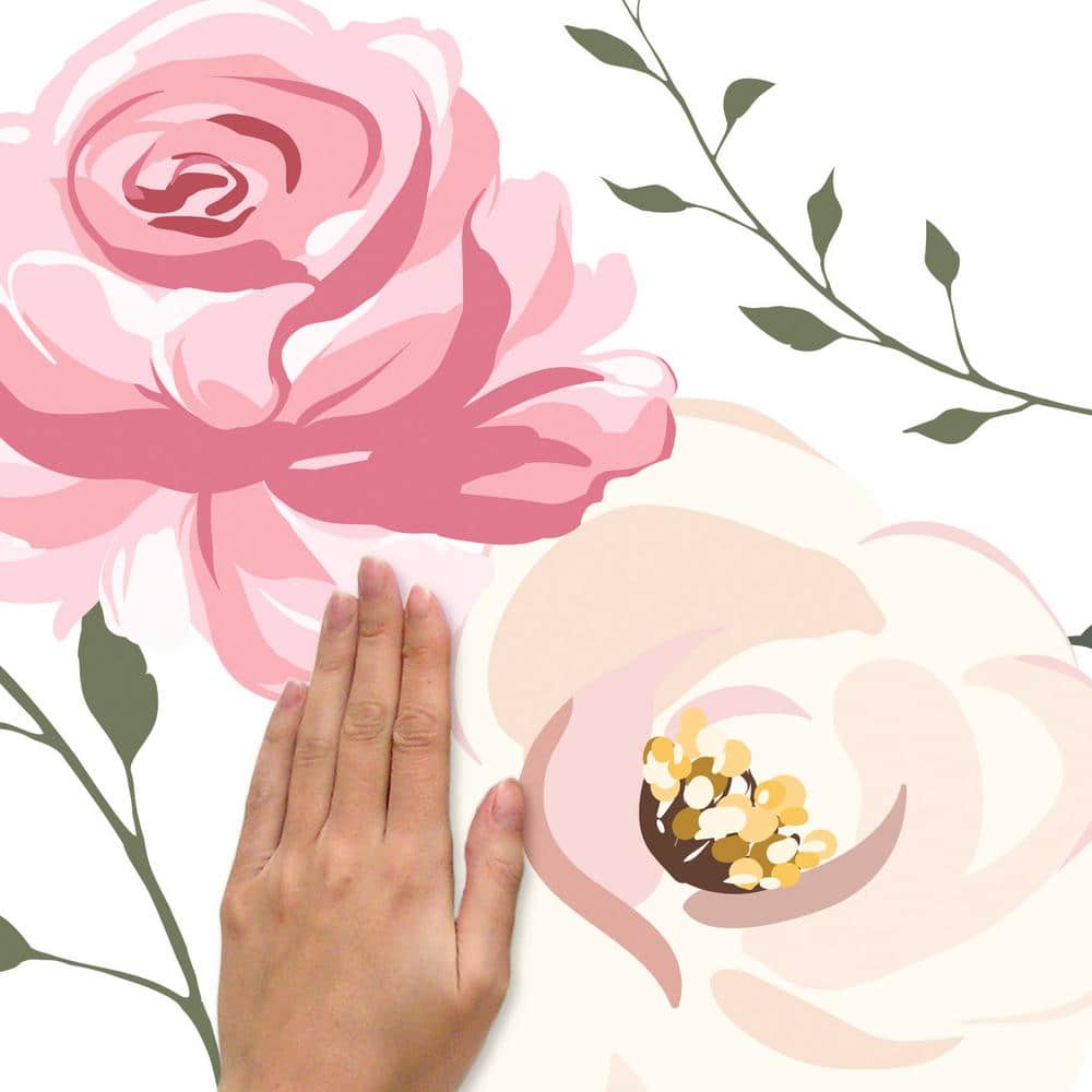 Pink and White Floral Peel and Stick Wall Decals