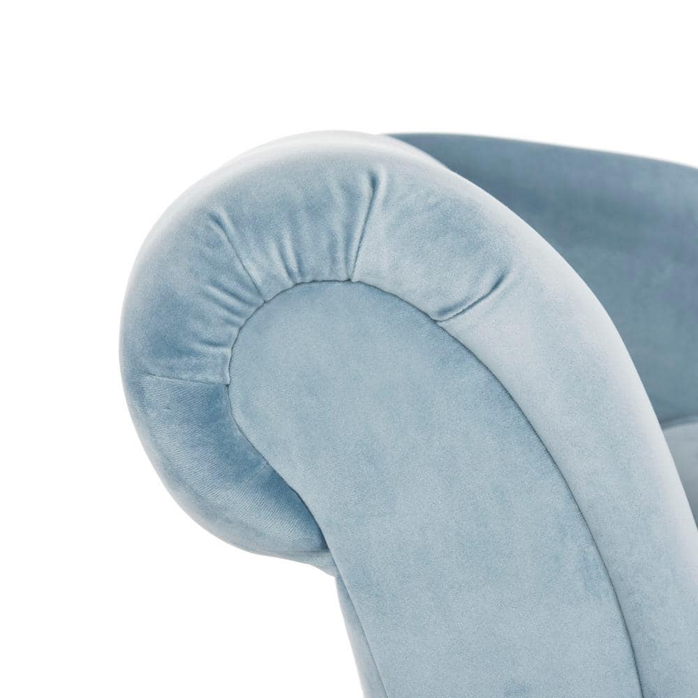 Slate Blue Velvet Art Deco Chaise Lounge with Gold Embellishments