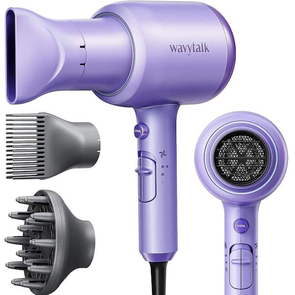 Adrinfly 1875-Watt Professional Salon Hair Dryer with Diffuser Concentrator Nozzle in Purple Lavender