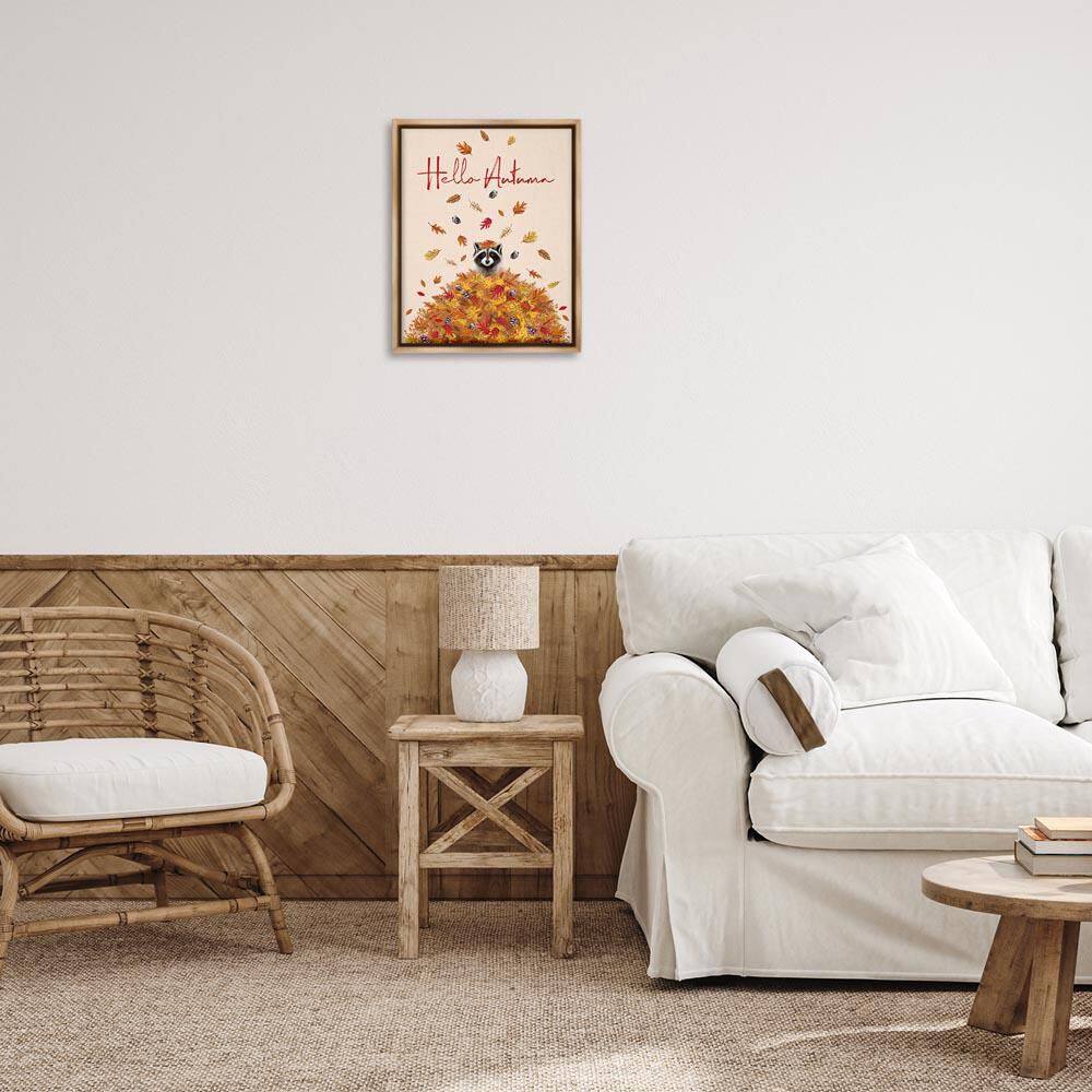Hello Autumn Raccoon by Elizabeth Tyndall Brown Floater Frame Animal Graphic Art Print 21 in. x 17 in. price history on PriceWatchPro