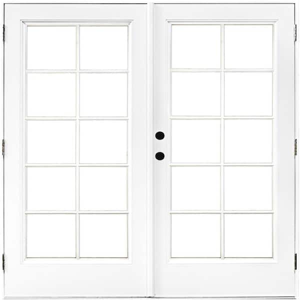 MP Doors 72 in. x 80 in. Fiberglass Smooth White Right-Hand Outswing Hinged Patio Door with 10-Lite SDL