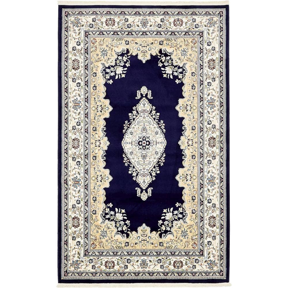 Narenj Collection Area Rug - Windsor (5 ft. 3 in. x 8 ft. Rectangle Navy Blue/Blue) price history on PriceWatchPro