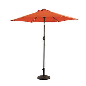 7.5 ft. Steel Market Patio Umbrella With Solar LED Lights in Orange