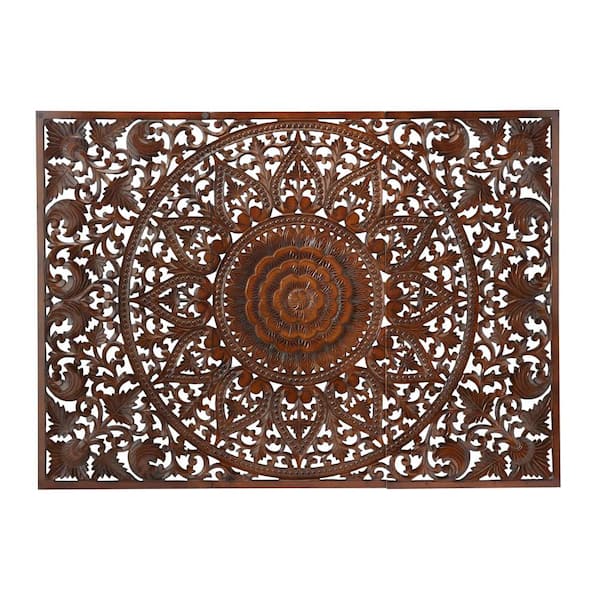 mandala carved wood wall art