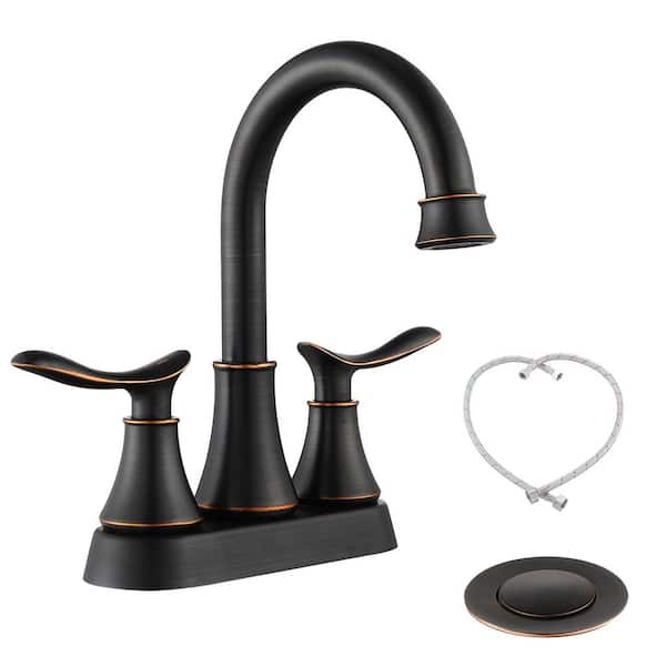 Nestfair 4 in. Centerset Double-Handle Bathroom Faucet in Black