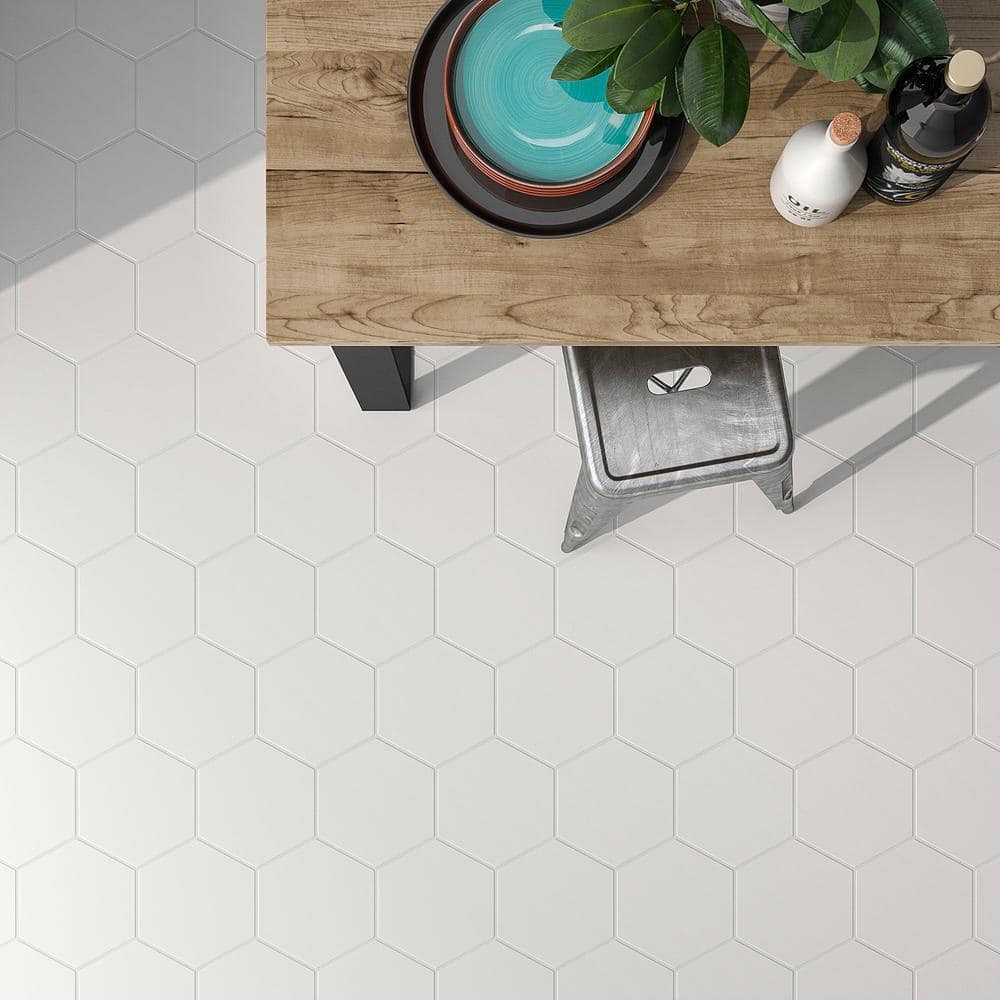 Maestro Matte White Hexagonal Porcelain Wall and Floor Tile
