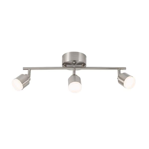 19 in. 3-Light Brushed Steel Integrated LED Track Lighting Kit