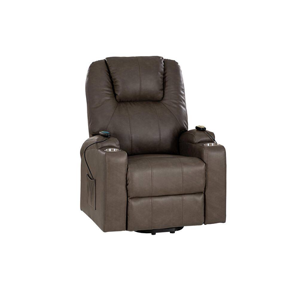 Peoria Chocolate Mushroom Gray Faux Leather Standard Recliner with Power Lift price history on PriceWatchPro