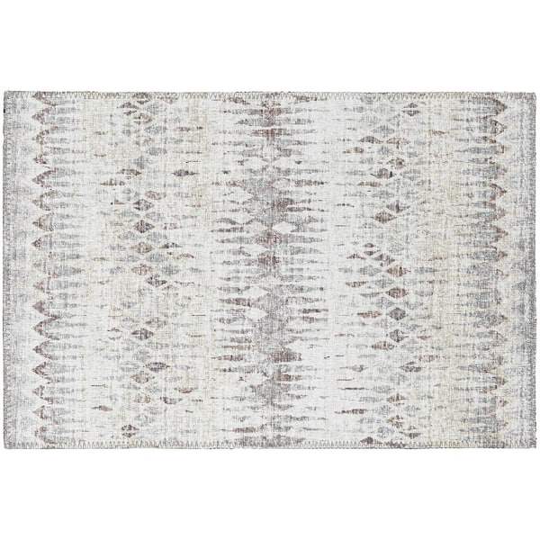 Addison Rugs Rylee Beige 1 ft. 8 in. x 2 ft. 6 in. Geometric Indoor/Outdoor Area Rug