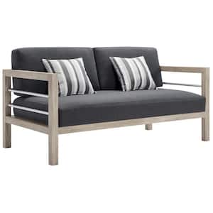 Wiscasset Light Gray Acacia Wood Outdoor Loveseat with Gray Cushions