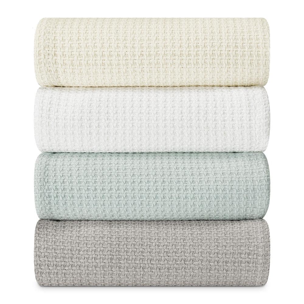 Full Ecru Cotton Knitted Machine Washable Blanket
