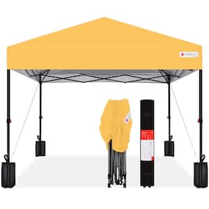 8 ft. x 8 ft. Marigold Pop Up Canopy w/1-Button Setup, Wheeled Case, 4 Weight Bags