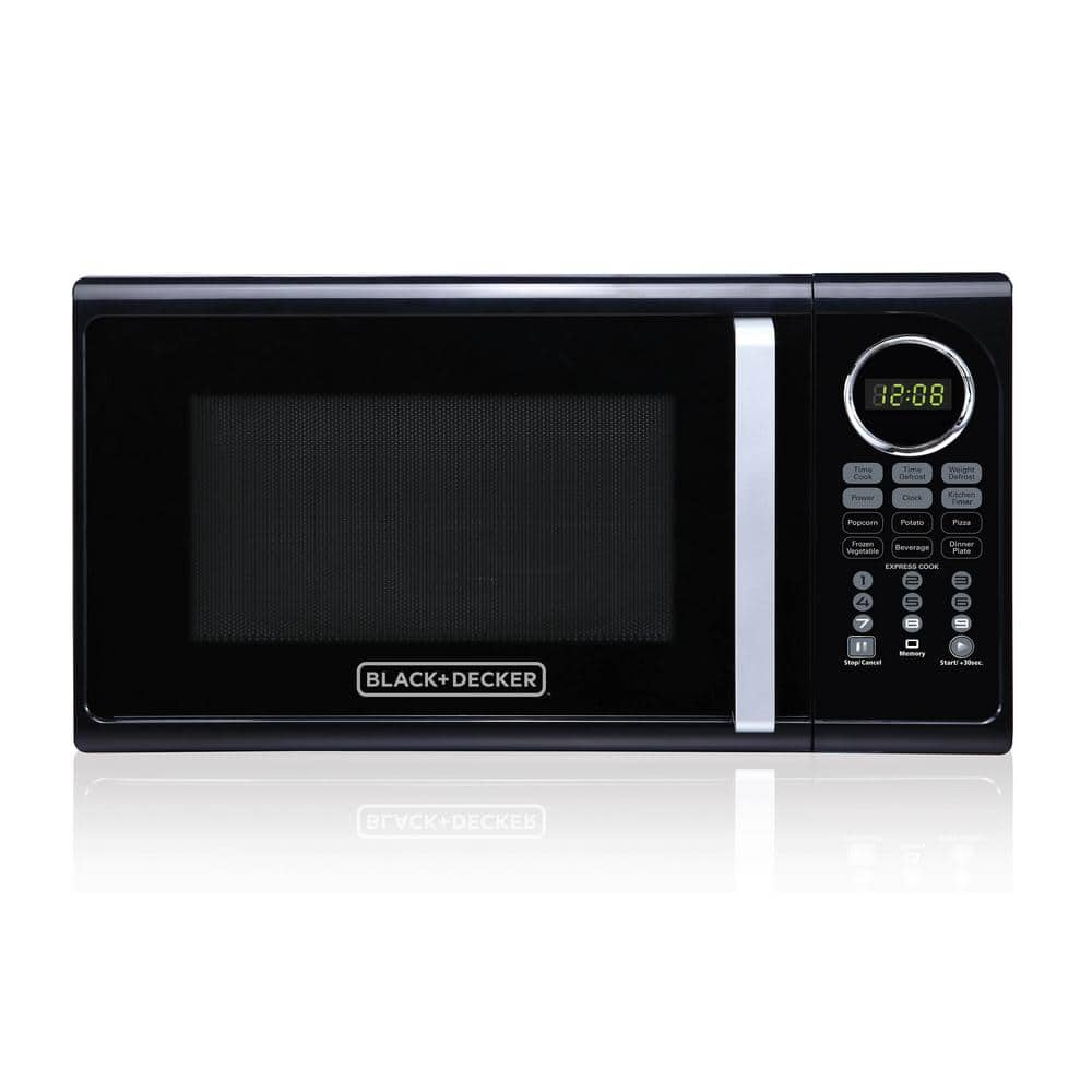 Black+Decker Digital Microwave Oven With Turntable Push-Button Door, Child  Safety Lock, Stainless Steel, 0.9 Cu Ft