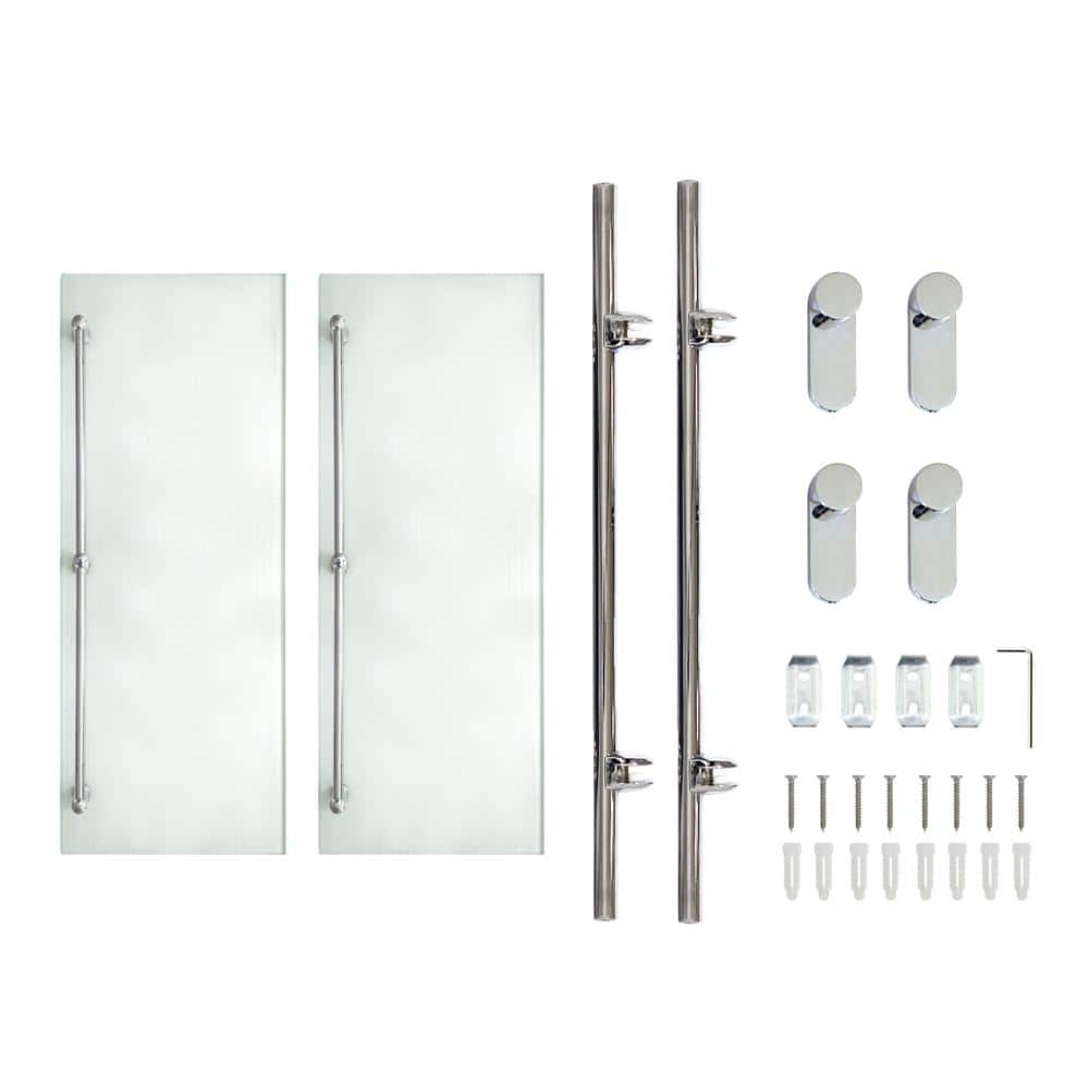 Sleek Modern Chrome-Finished Steel and Glass Bathroom Wall Shelf