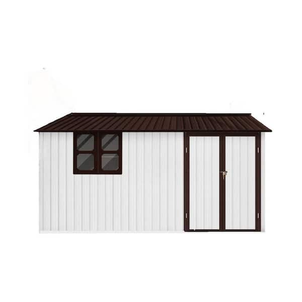 White 10 ft. W x 12 ft. D  Metal Shed, Garden Storage Shed with Window, 2 Doors and  Punched Vent (120 sq. ft.)