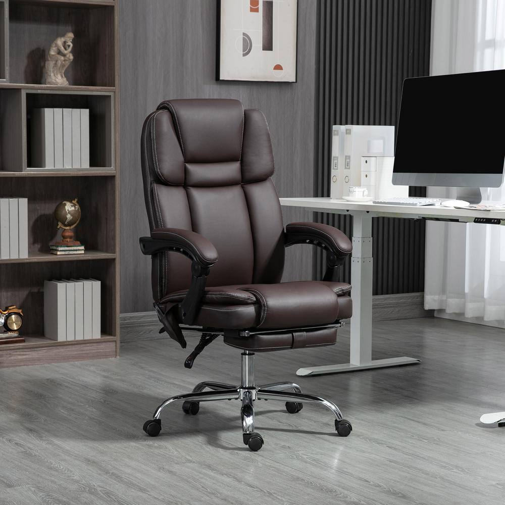 Vinsetto Dark Brown Leather Swivel Massage Office Chair with Heat