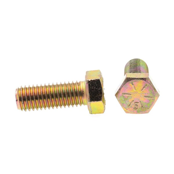 Prime-Line 9/16 in.-12 x 1-1/2 in. Grade Yellow Zinc Plated Steel Hex  Head Cap Screws (10-Pack) 9106131 The Home Depot