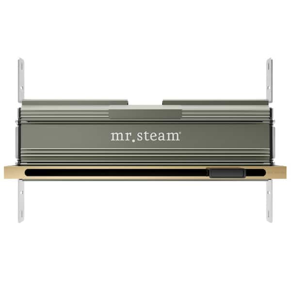 Mr.Steam Linear 16 in. W . Steam Head with AromaTherapy Reservoir in Satin Brass
