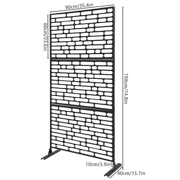 YIYIBYUS Black 6.2 ft. x 2.9 ft. Outdoor Privacy Fence Screen Indoor Outdoor Patio Garden Decorative Panels