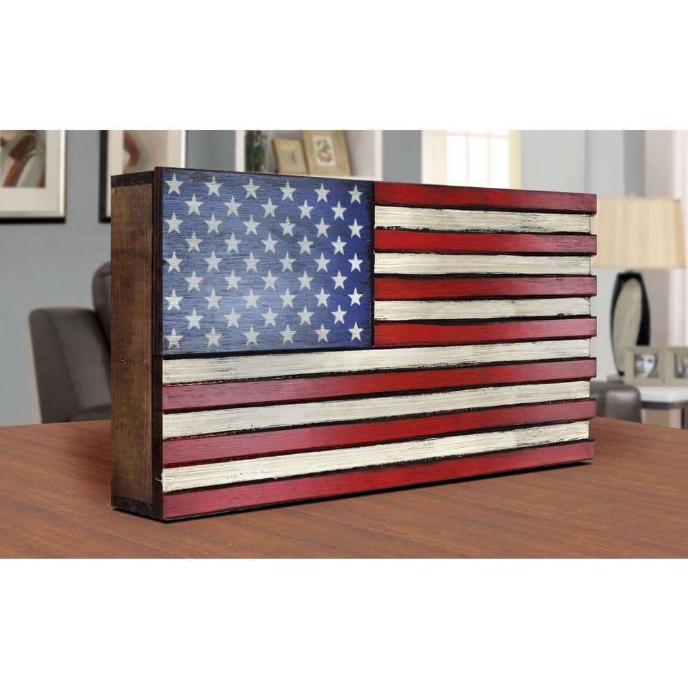 Mini American Flag Wall Display with Hidden Lockable Storage