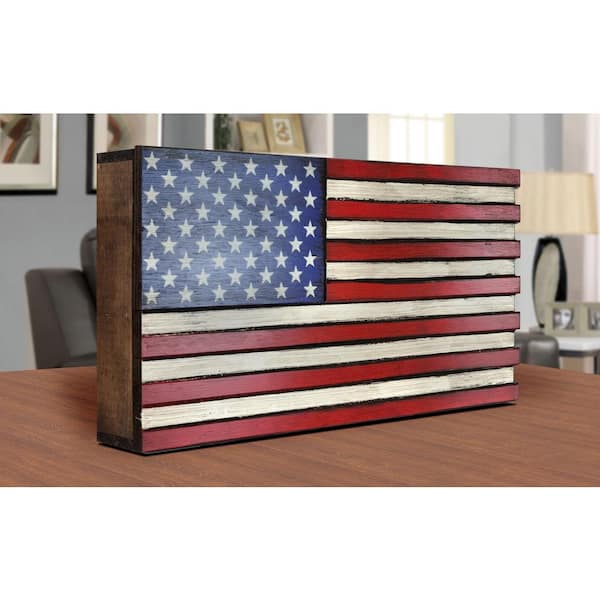 Gun Concealment Cabinet Lockable Hidden Gun Storage Dark Rustic American Flag 
