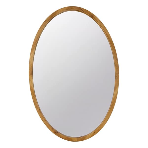 A & B Home 35.4 in. H x 23.6 in. W Oval Wood Brown Mirror
