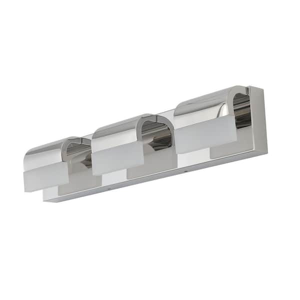21.7 in. 3-Light Chrome LED Bathroom Vanity Light Over Mirror Bath Wall Lighting
