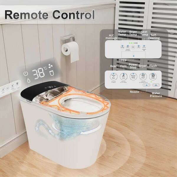 UPIKER Smart Single Flush Round Toilet with Heated Seat & Auto Functions, White