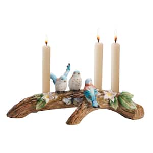 Toulouse Blue Bird Candlestick Holder, 16 in.