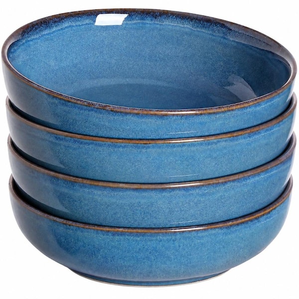 Ceramic Pasta Bowls Set of 4, Large 45 Ounce Serving Bowls with 8.5 in Diameter and 2.4 in Depth TAUCI