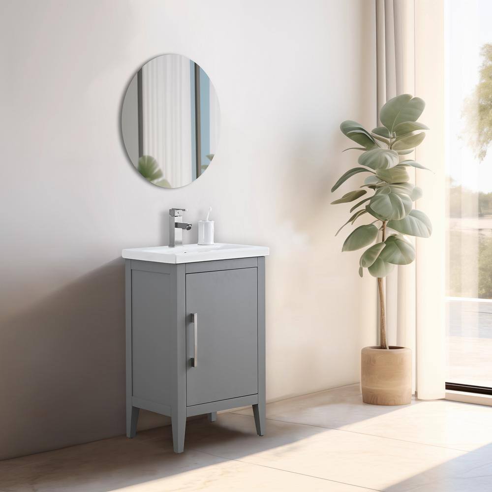20'' Cashmere Gray Single Bathroom Vanity with Ceramic Top