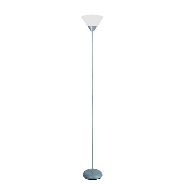 Simple Designs 71.25 in. Silver Stick Torchiere Floor Lamp