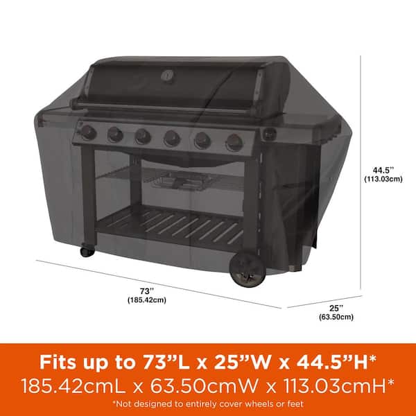 MODERN LEISURE Monterey Water Resistant 6-Burner Grill Cover, 73 in. W x 25  in. D x 44.5 in. H, Large, Black 2985 - The Home Depot