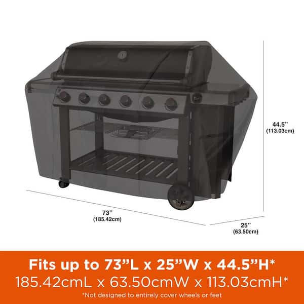 Monterey Water Resistant 6-Burner Grill Cover, 73 in. W x 25 in. D x 44.5 in. H, Large, Black