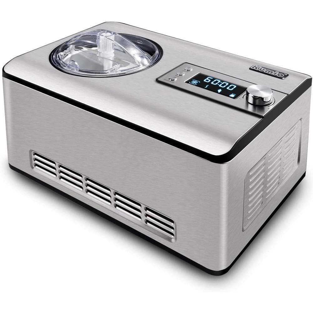 2.2 Qt. 2in1 Yogurt Ice Cream Maker with Compressor, LCD Display & Timer Stainless Steel Silver