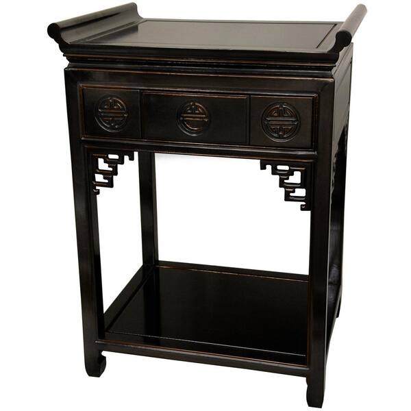 Oriental Furniture Tall Altar Black End Table