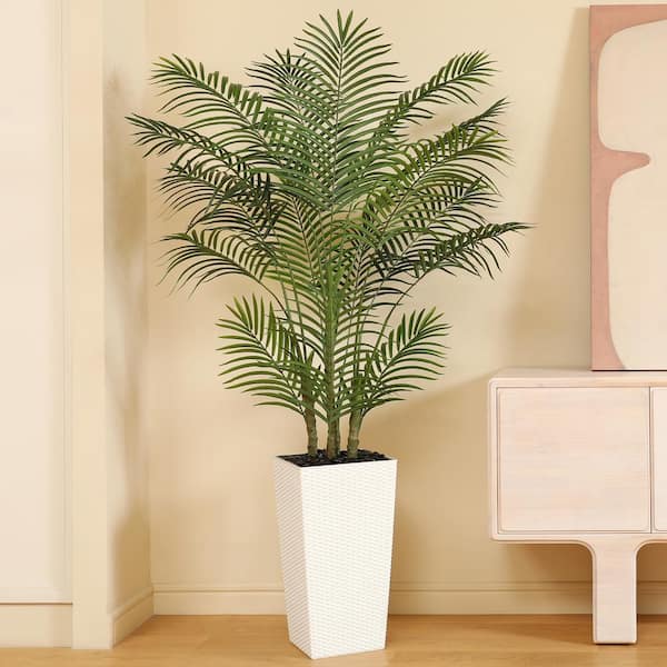 DR.Planzen 6 ft.Artificial Palm Plant UV Resistant with white Tall